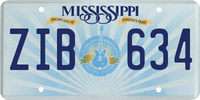 MS license plate ZIB634