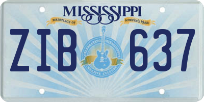 MS license plate ZIB637