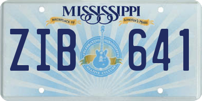 MS license plate ZIB641