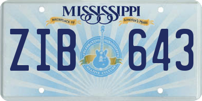 MS license plate ZIB643