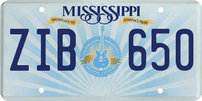 MS license plate ZIB650