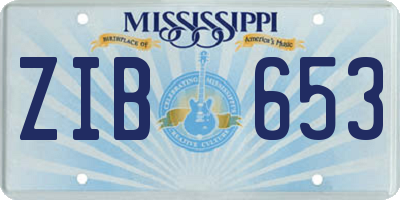 MS license plate ZIB653