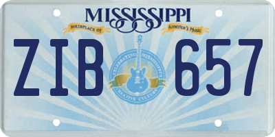 MS license plate ZIB657