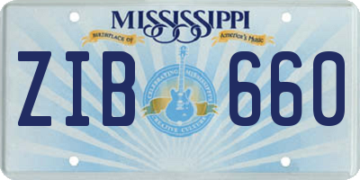 MS license plate ZIB660