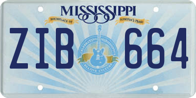 MS license plate ZIB664