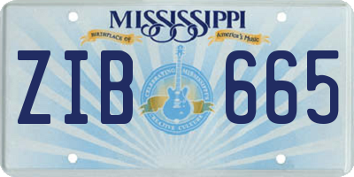 MS license plate ZIB665