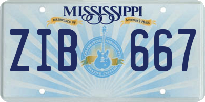 MS license plate ZIB667