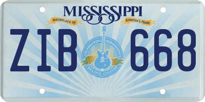 MS license plate ZIB668