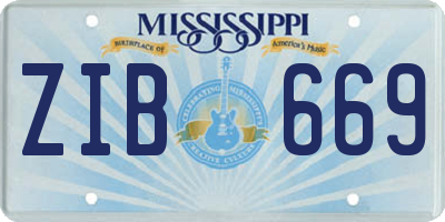 MS license plate ZIB669