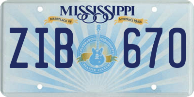 MS license plate ZIB670