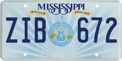 MS license plate ZIB672
