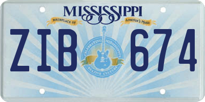 MS license plate ZIB674