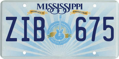 MS license plate ZIB675