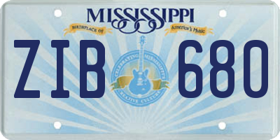MS license plate ZIB680