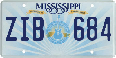 MS license plate ZIB684