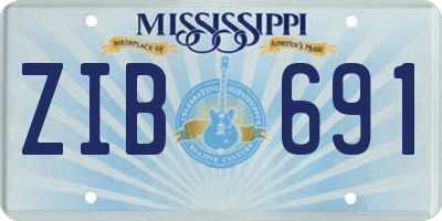 MS license plate ZIB691
