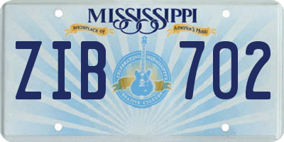 MS license plate ZIB702