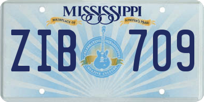 MS license plate ZIB709