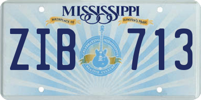 MS license plate ZIB713