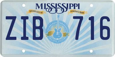 MS license plate ZIB716