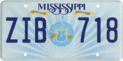 MS license plate ZIB718
