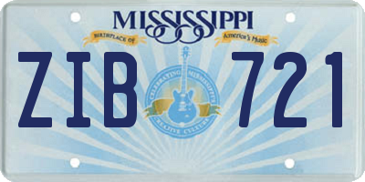 MS license plate ZIB721