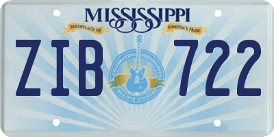 MS license plate ZIB722