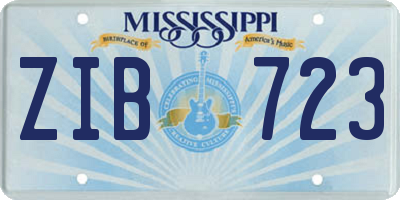 MS license plate ZIB723