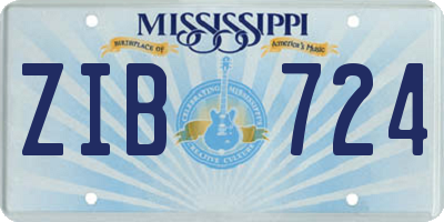 MS license plate ZIB724