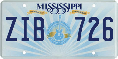 MS license plate ZIB726