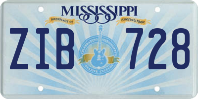 MS license plate ZIB728