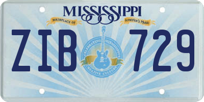 MS license plate ZIB729