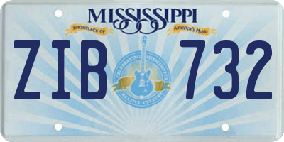 MS license plate ZIB732