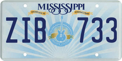 MS license plate ZIB733