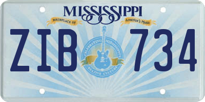 MS license plate ZIB734