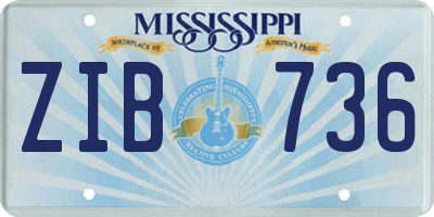 MS license plate ZIB736