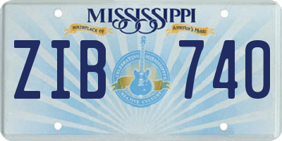 MS license plate ZIB740
