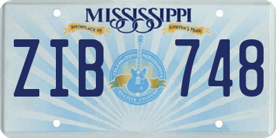 MS license plate ZIB748