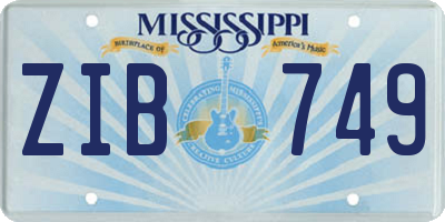 MS license plate ZIB749