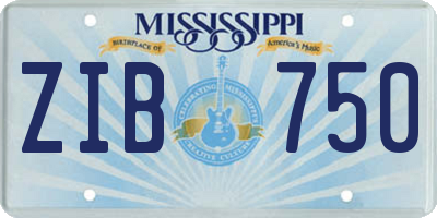 MS license plate ZIB750