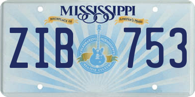 MS license plate ZIB753