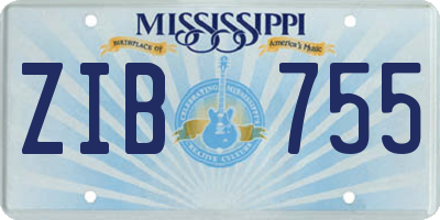 MS license plate ZIB755
