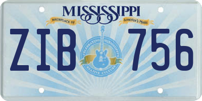 MS license plate ZIB756
