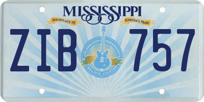 MS license plate ZIB757
