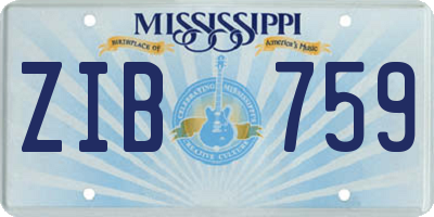 MS license plate ZIB759