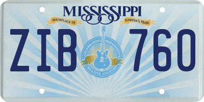 MS license plate ZIB760