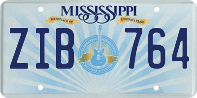 MS license plate ZIB764