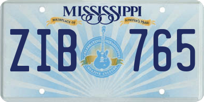 MS license plate ZIB765