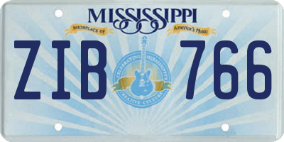 MS license plate ZIB766