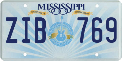 MS license plate ZIB769